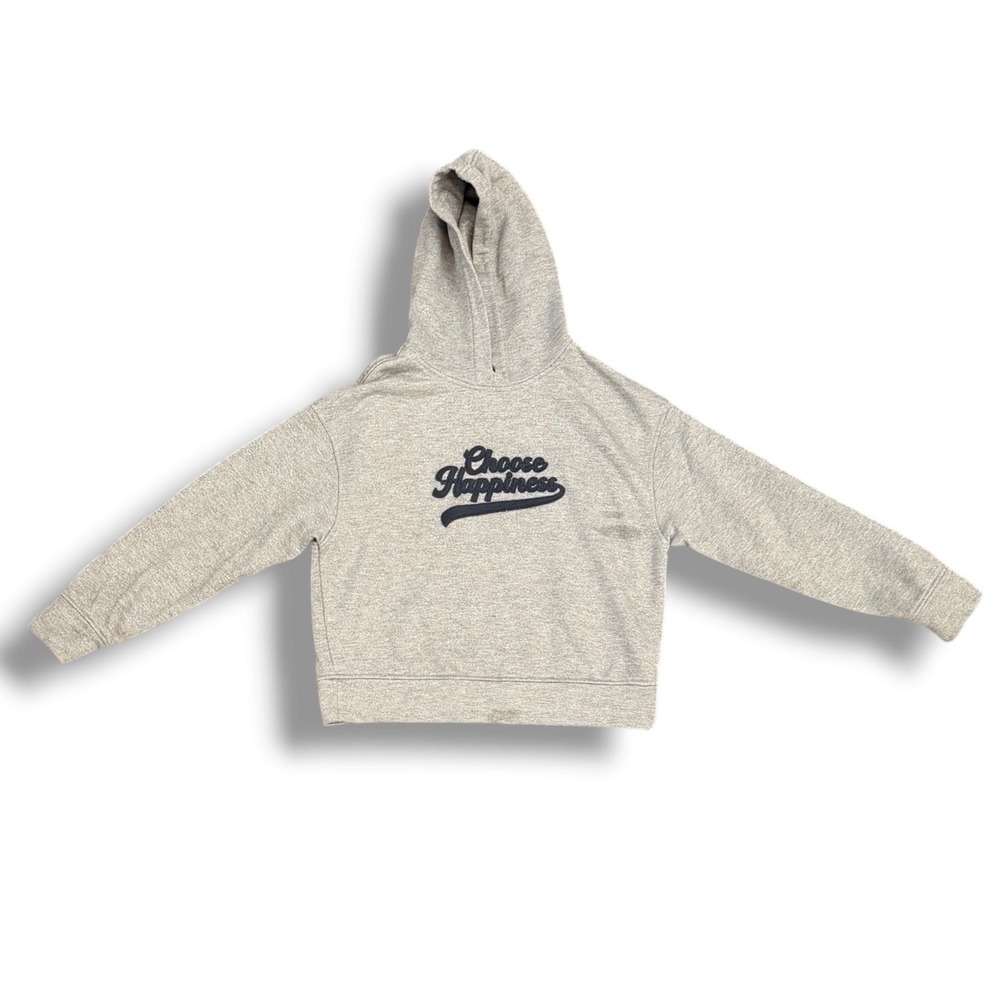 Brunello Cucinelli Hoodie Kids 10 Gray Choose Happiness Graphic Lurex Sparkle